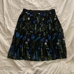 Susan Graver A-line Skirt with Floral Embroidery Size Large